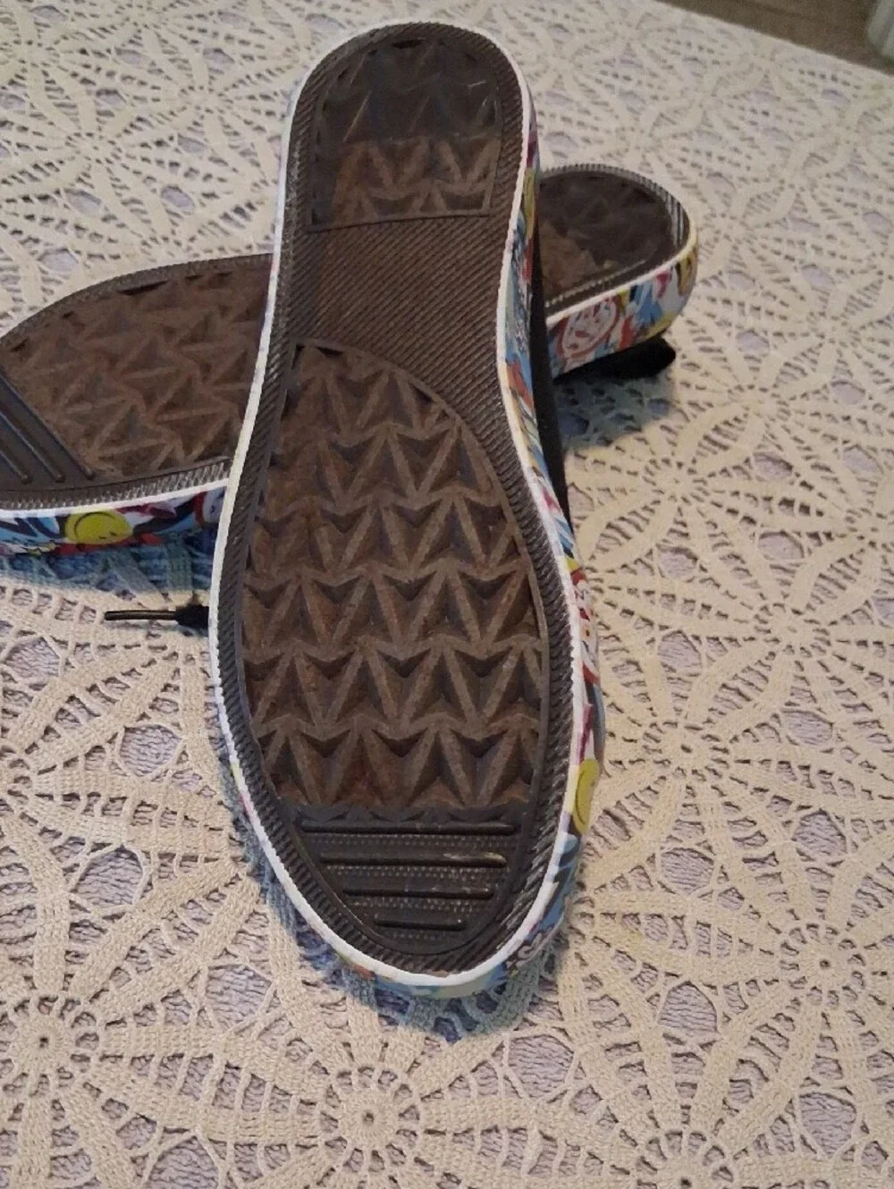Kids Black Canvas Sneakers with Colorful Printed Toe Trim